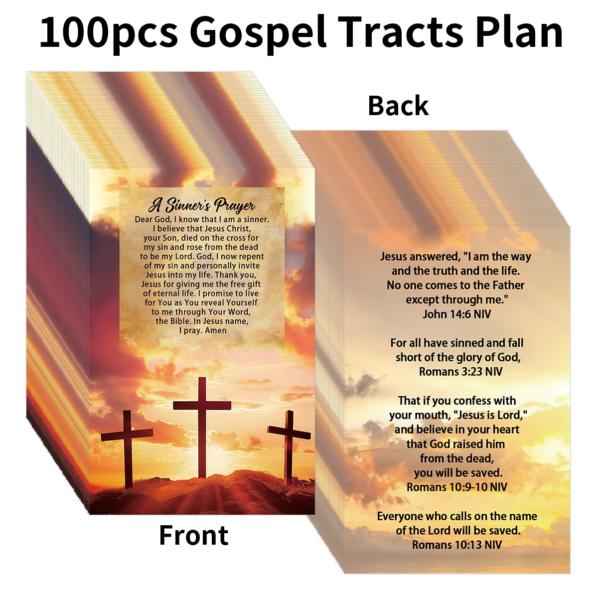 100 Stück Kreuz-Design-Evangelium-Tracts-Planzkarten für Gebetserlösung, Taschenkarten, Kirche, täglicher Gebrauch, die christliche Nachrichten teilen