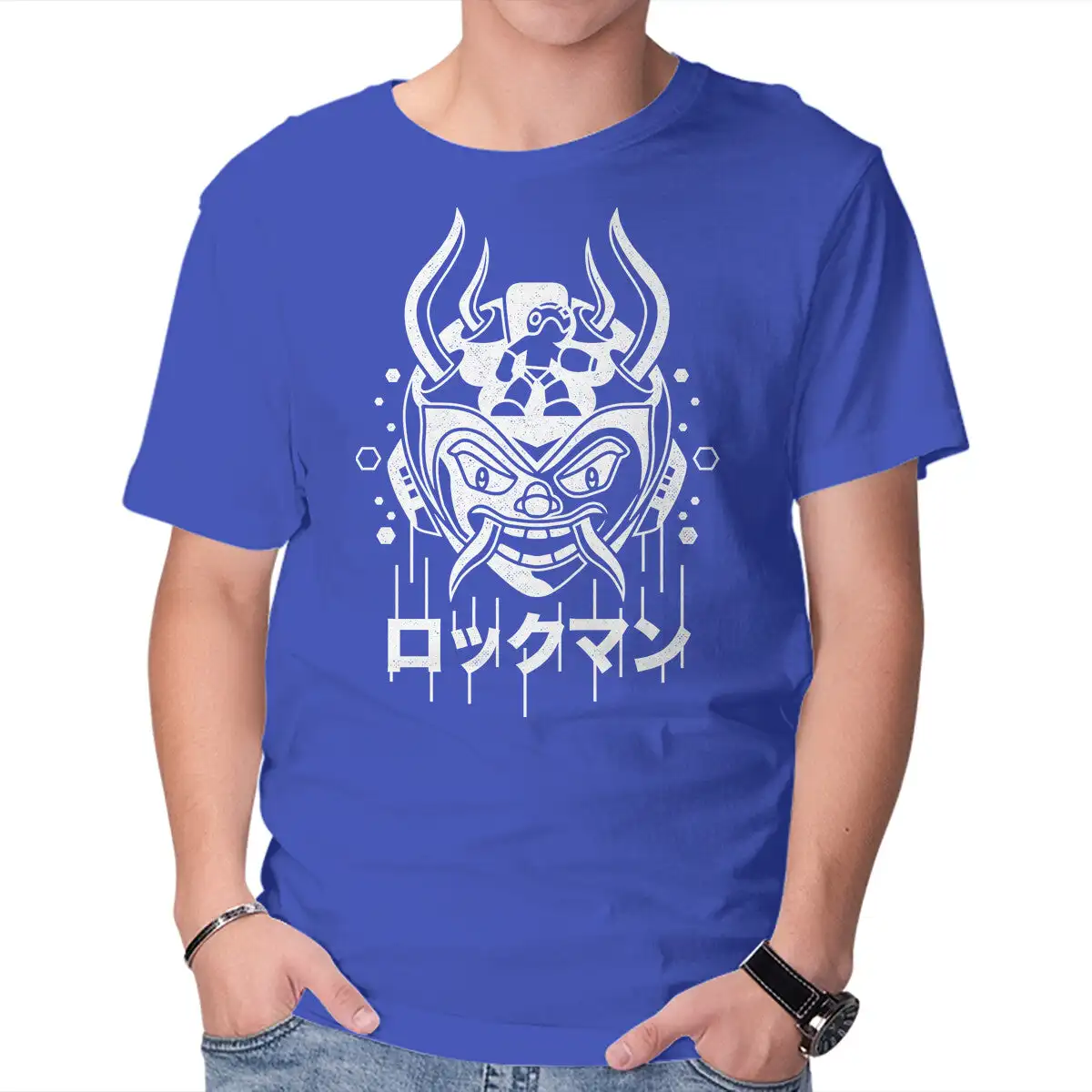 Blue Bomber Oni Anime Graphic T-shirts for Men Clothing Women Short Sleeve Tees New Arrivals Unisex Summer