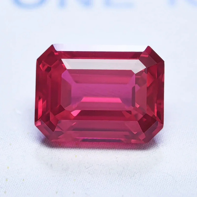 

Lab Grown Ruby Rubellite Color Emerald Cut Charms Beads For Diy Jewel Making Pendant Ring Materials Selectable AGL Certificate