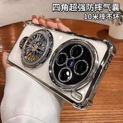 For VIVO X200 Pro Mini X100 Ultra Case Magnetic Gyroscope Holder Plating Airbag Transparent Silicone Shockproof Back Cover