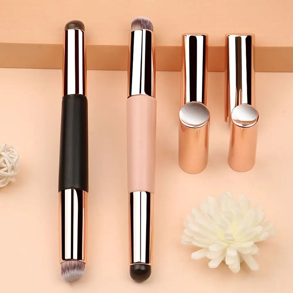 Nail Pen Soft Silicone Lip Brush Round Professional 2-in-1 Lipstick Brush Portable Double-ended Design Foundation Brush Women