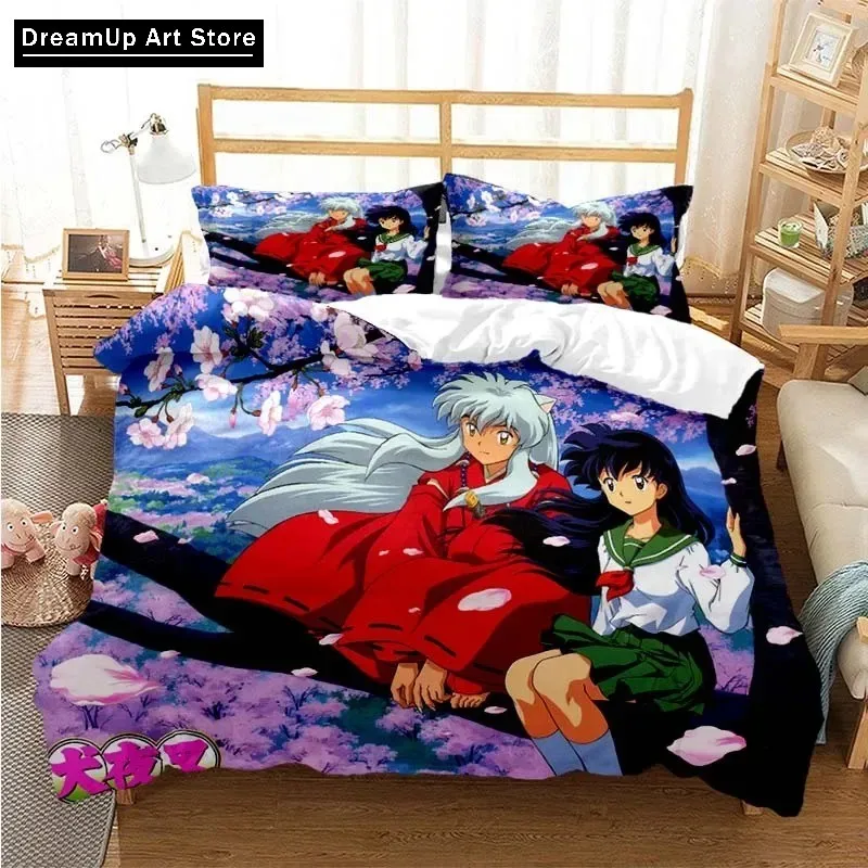 3D Printed Anime Inuyasha Sesshoumaru Bedding Set Cute Quilt Cover Bed Cover With Pillowcase Twin Single Queen King Size Boys