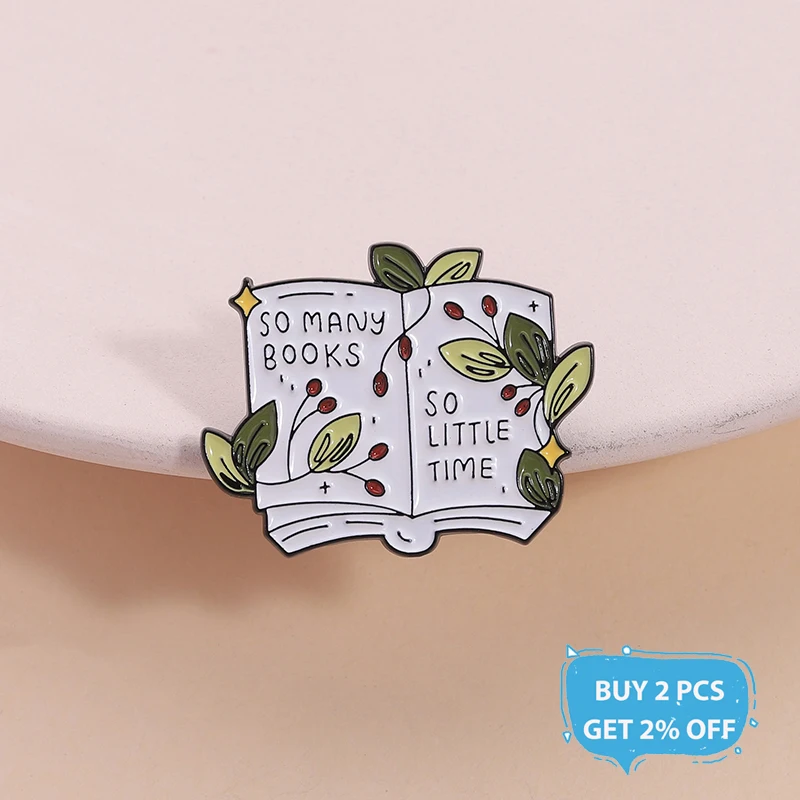 So Many Books So Little Time Enamel Pin Book Lover Brooch Lapel Backpack Badge Fashion Jewelry Accessories Gift for Friends ﻿