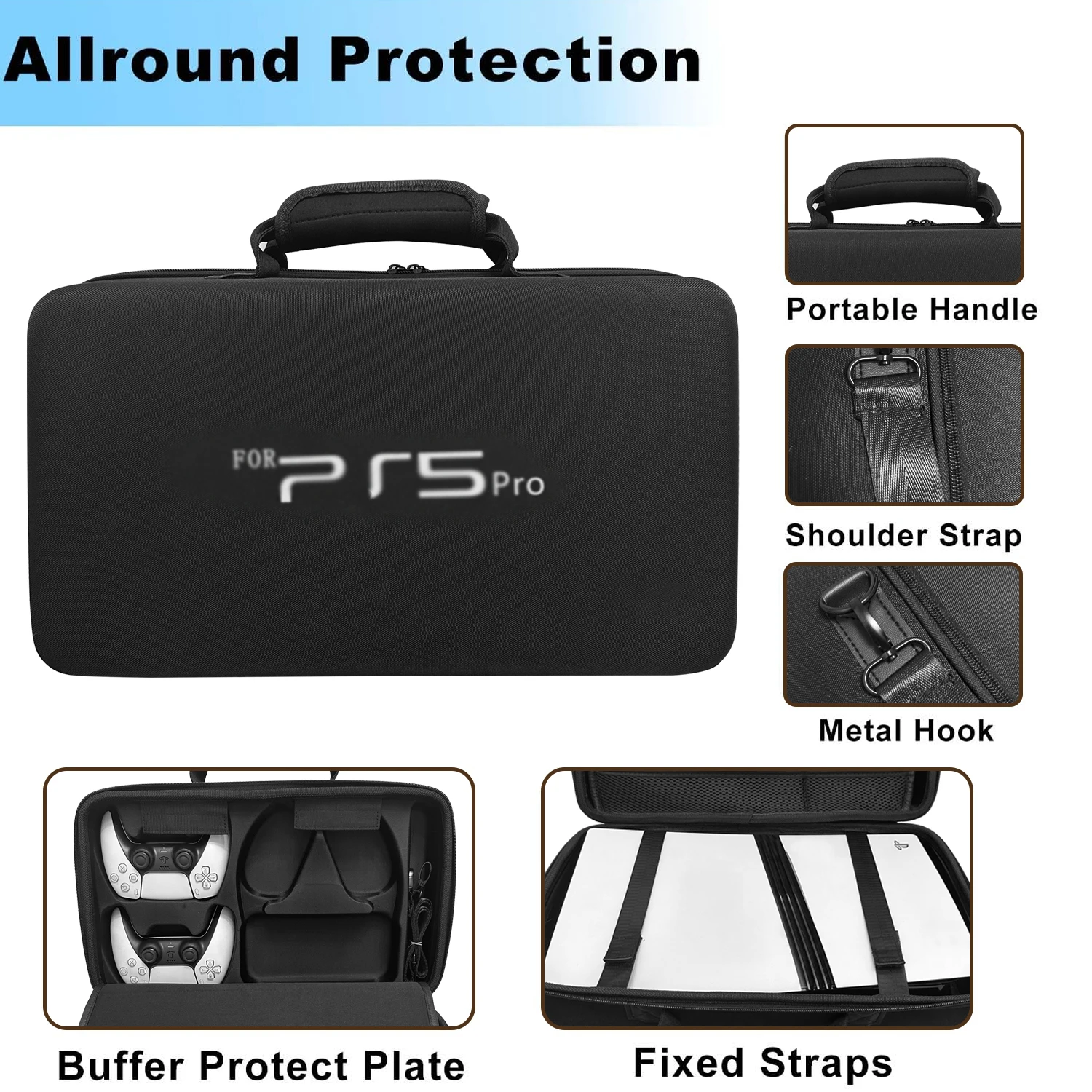 Carrying Case Shockproof Carrying Bag For PS5 pro Shoulder Bag Console Controller Accessories Portable Protective Travel Case