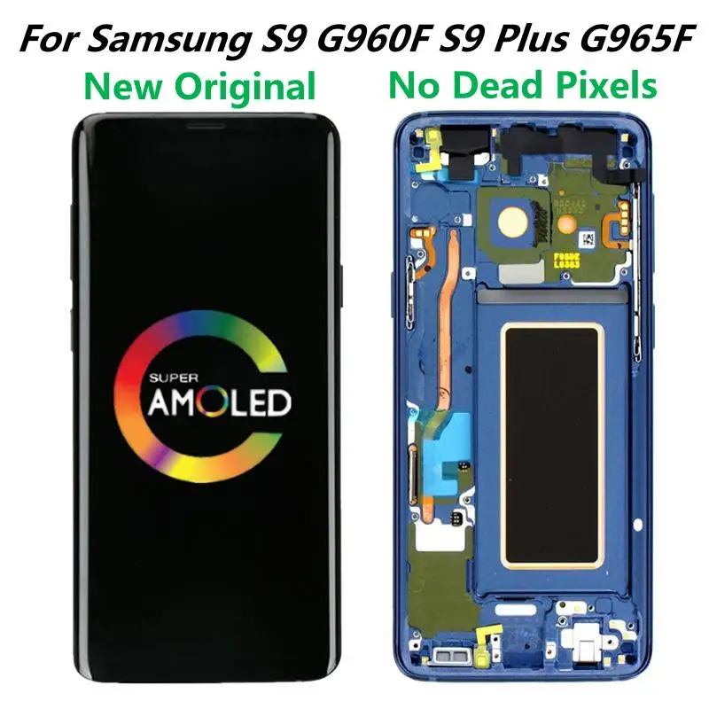 

Original Super AMOLED Display With Frame For Samsung Galaxy S9 G960 G960FD LCD S9 Plus G965 G965FD Touch Screen Repair Parts