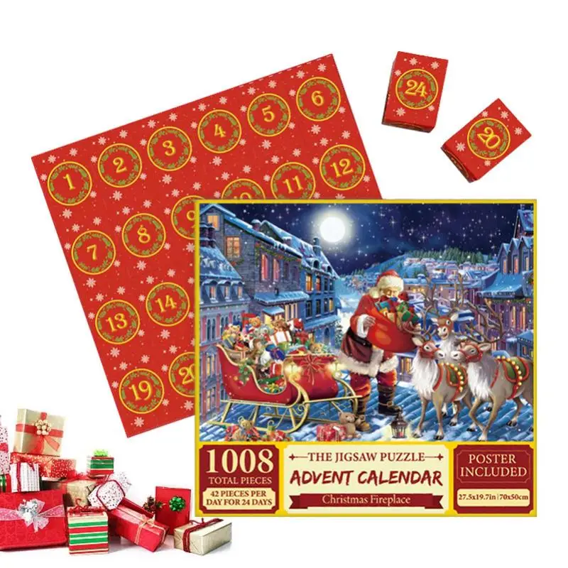 Advents kalender 2023 Weihnachten Puzzles 24 Tage Weihnachten Puzzles Advents kalender 1008 Stück 24 Tage Weihnachten