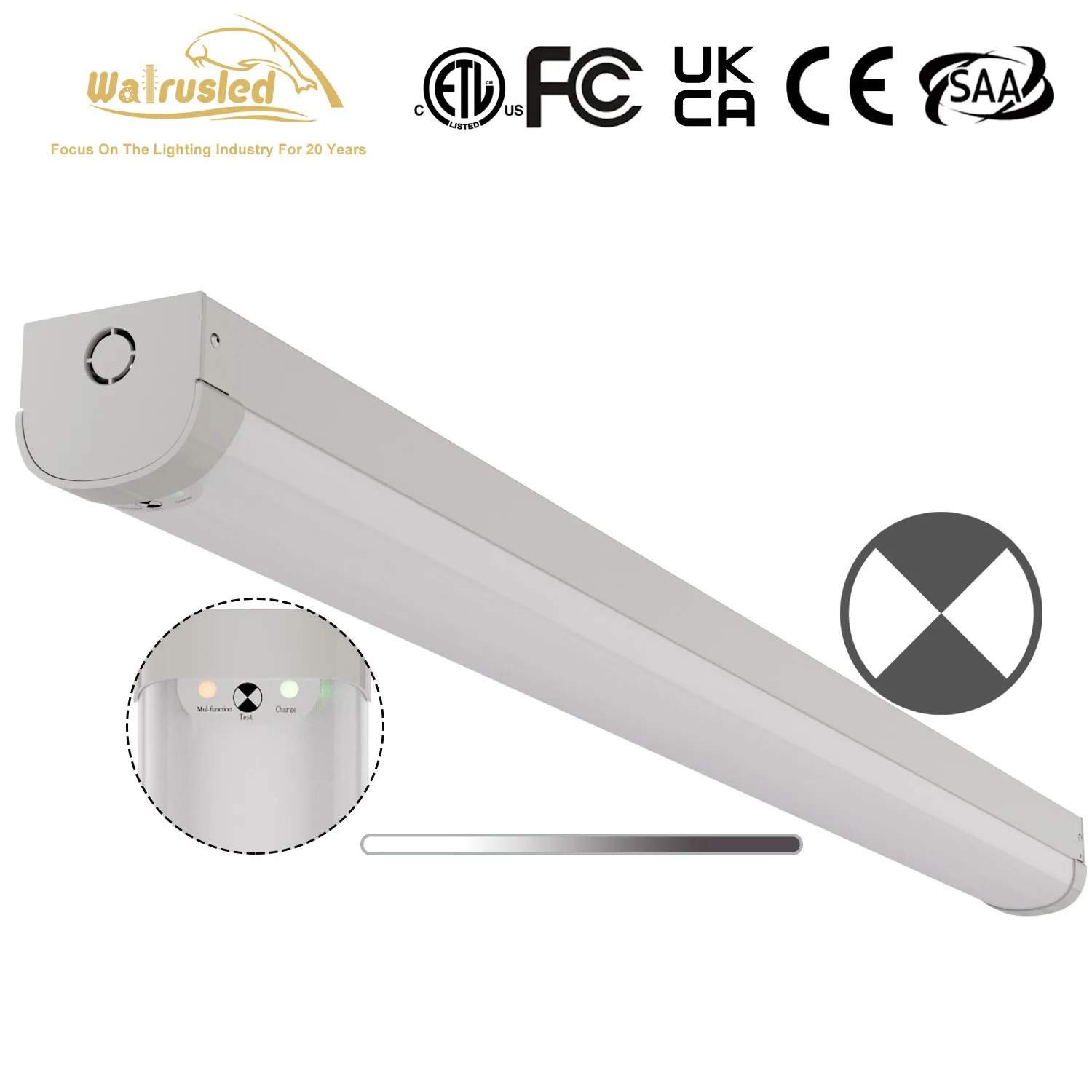 

4 Foot LED Linear Strip Ceiling Emergency Light w/Battery Backup, 5000lm 40W 0-10V Dimmable 5000K Shop Ceiling Light Fixture ETL