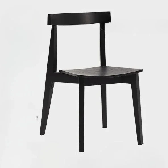 

Nordic medieval retro style modern simple dining chair simple household solid wood curved wood backrest black