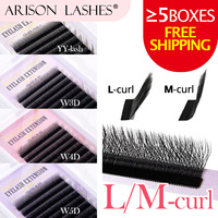ARISON L/M Curl YY W Shape Eyelashes Extension 3D/4D/5D Natural Automatic Flowering Lashes 8-13mm More Curved For Wholesale