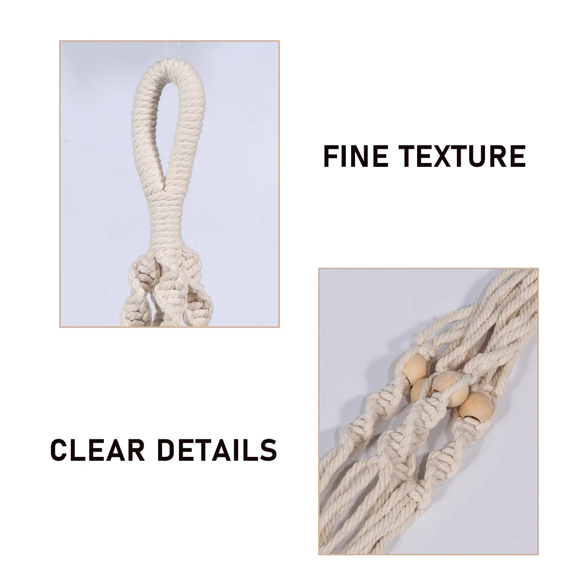 

Набор из 4 подвесных корзин для цветов из хлопковой веревки, ручной работы, с сетчатым мешком, из толстой веревки, для растений, для дома и сада, для использования в помещении и на улице