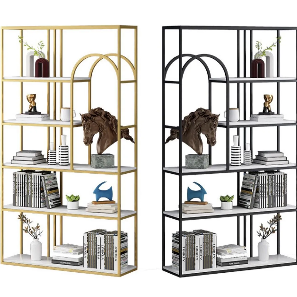 Nordic style wrought iron partition rack simple creative living room office bookcase bookshelf floor multi-layer partition