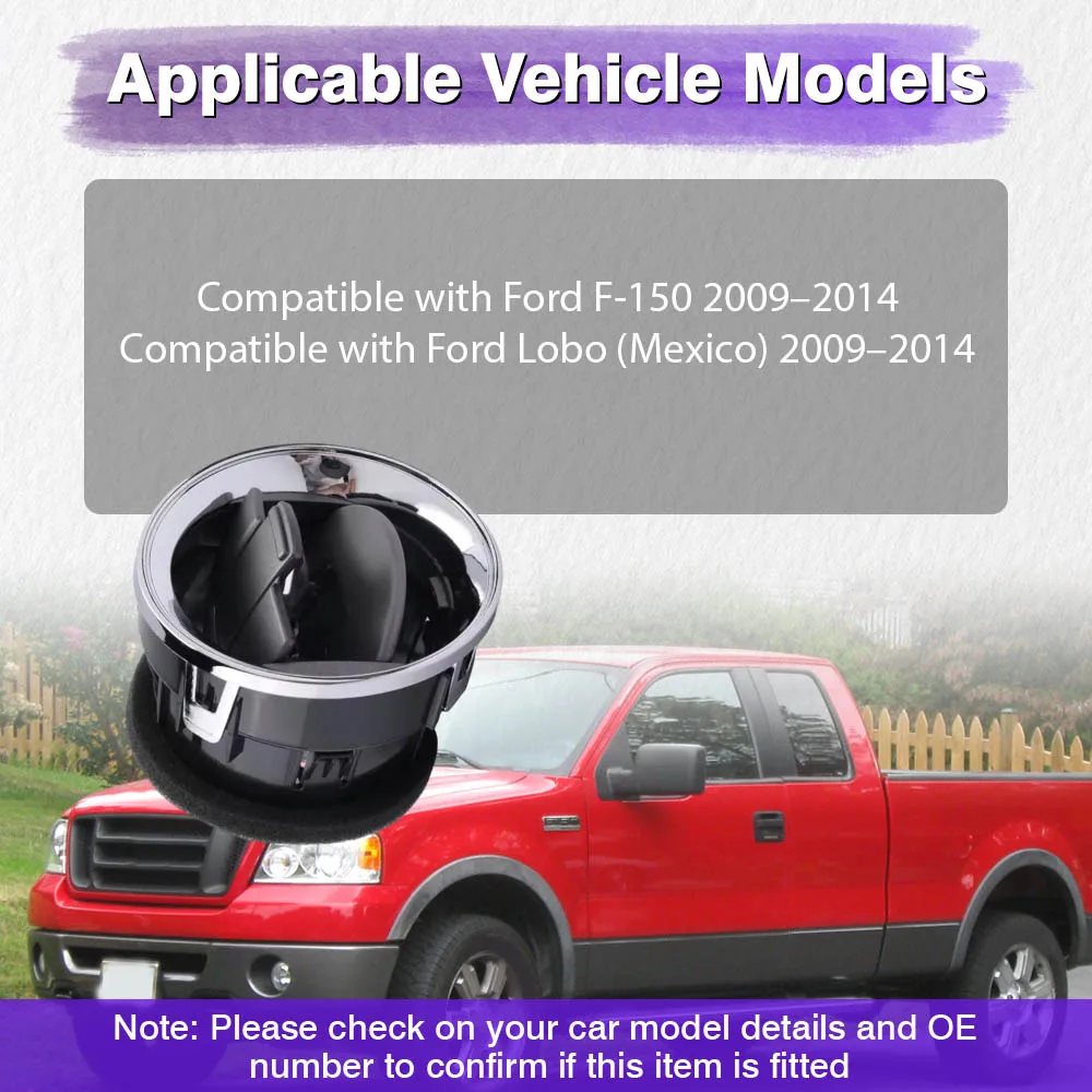 

Front Air Conditioning Outlet Air Vent Grille Cover for Ford F-150 Lobo 2009 2010 2011 2012 2013 2014 9L3Z19893AA