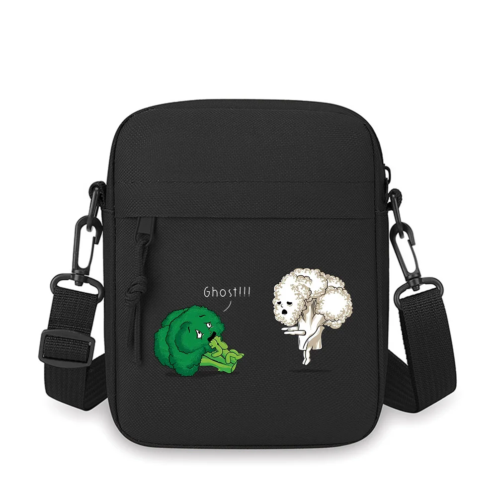 

Broccoli seeing cauliflower ghost Men Crossbody Bag Single Shoulder Women Cartoon Anime Film Printing Design Unisex