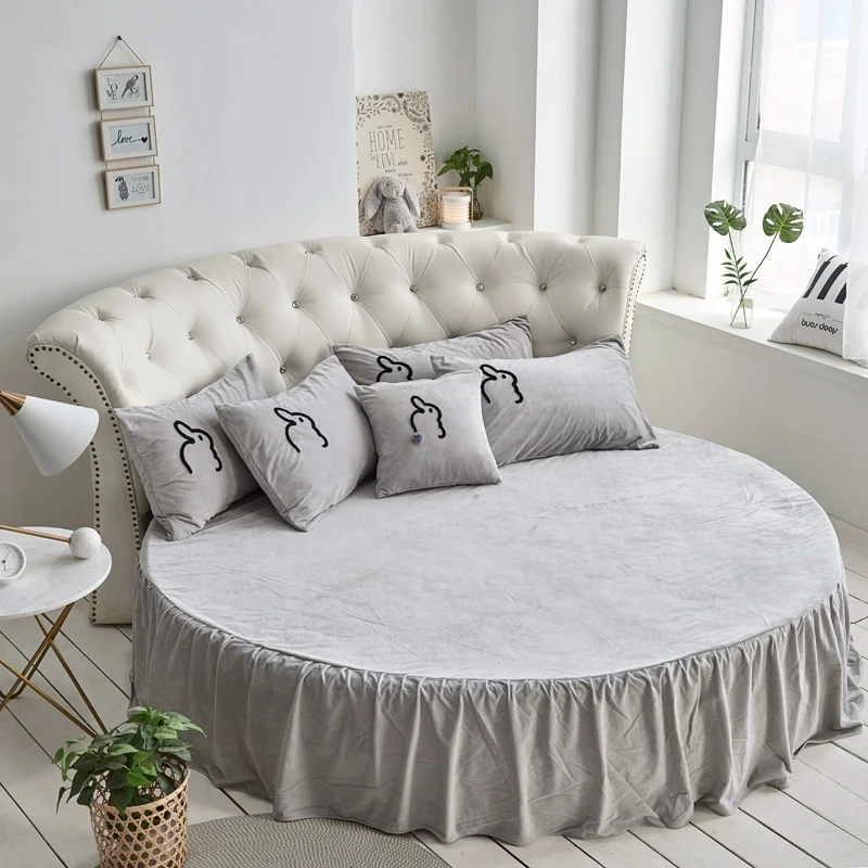 Winter Velvet Round Solid Bed skirt Round shape Coral fleece Bed Cover for Round bed skirt sheet 200cm 220cm