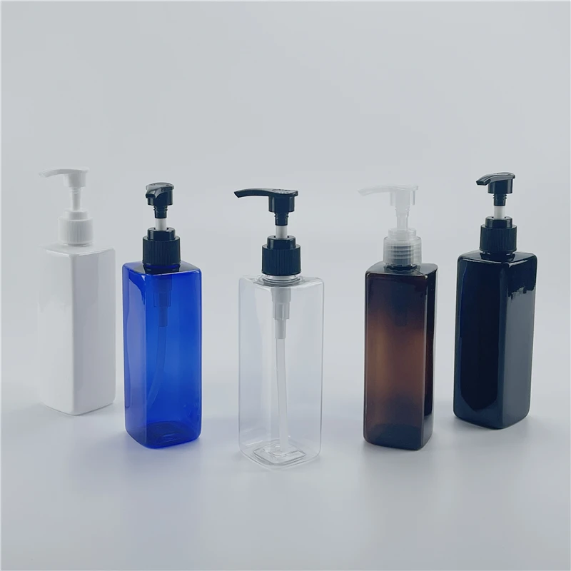 Multicolor 250ml X 25 Empty Plastic Lotion Pump Square Bottles Personal Care Cosmetics Shampoo Bottle Liquid Soap PET Containers