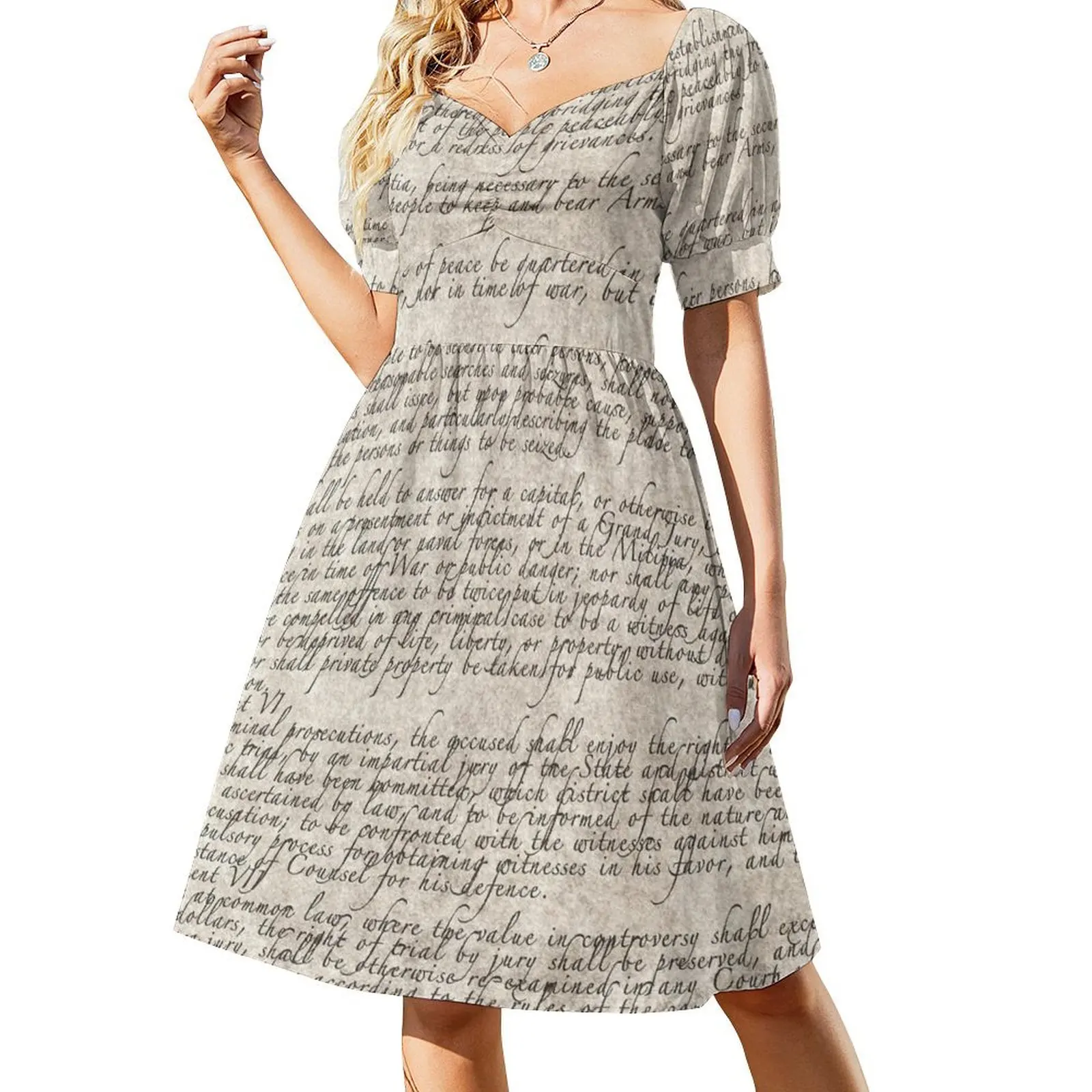 

US Constitution The Bill of Rights on parchment paper Short-Sleeved Dress Women's skirt women clothes