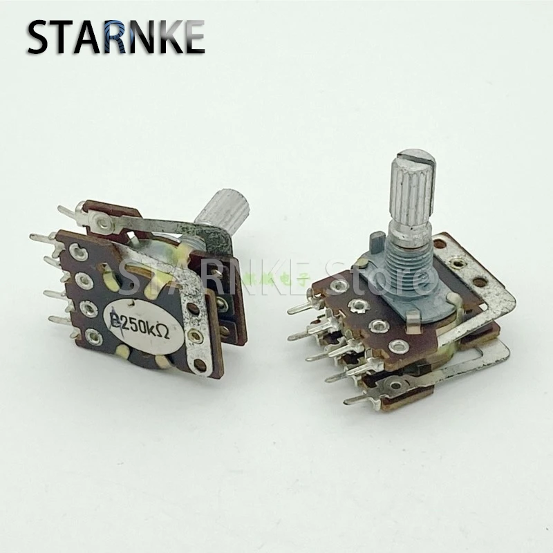 2PCS 16 Type A250K 8-Pin Dual A250K*2 With Tap Power Amplifier Audio Speaker Volume Adjustment Potentiometer Flower Shaft 20mm