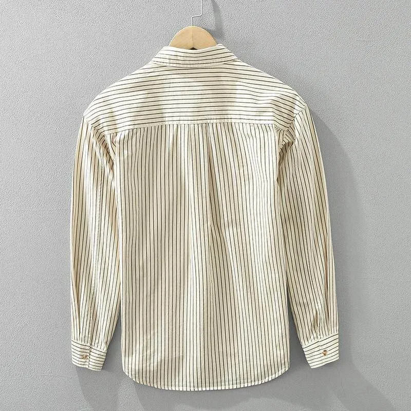

Men's Striped Long Sweed Shirt Casual Top Pocket Detail Iron-Free Durable Striped Pattern for Daily Wear Other Material 100%
