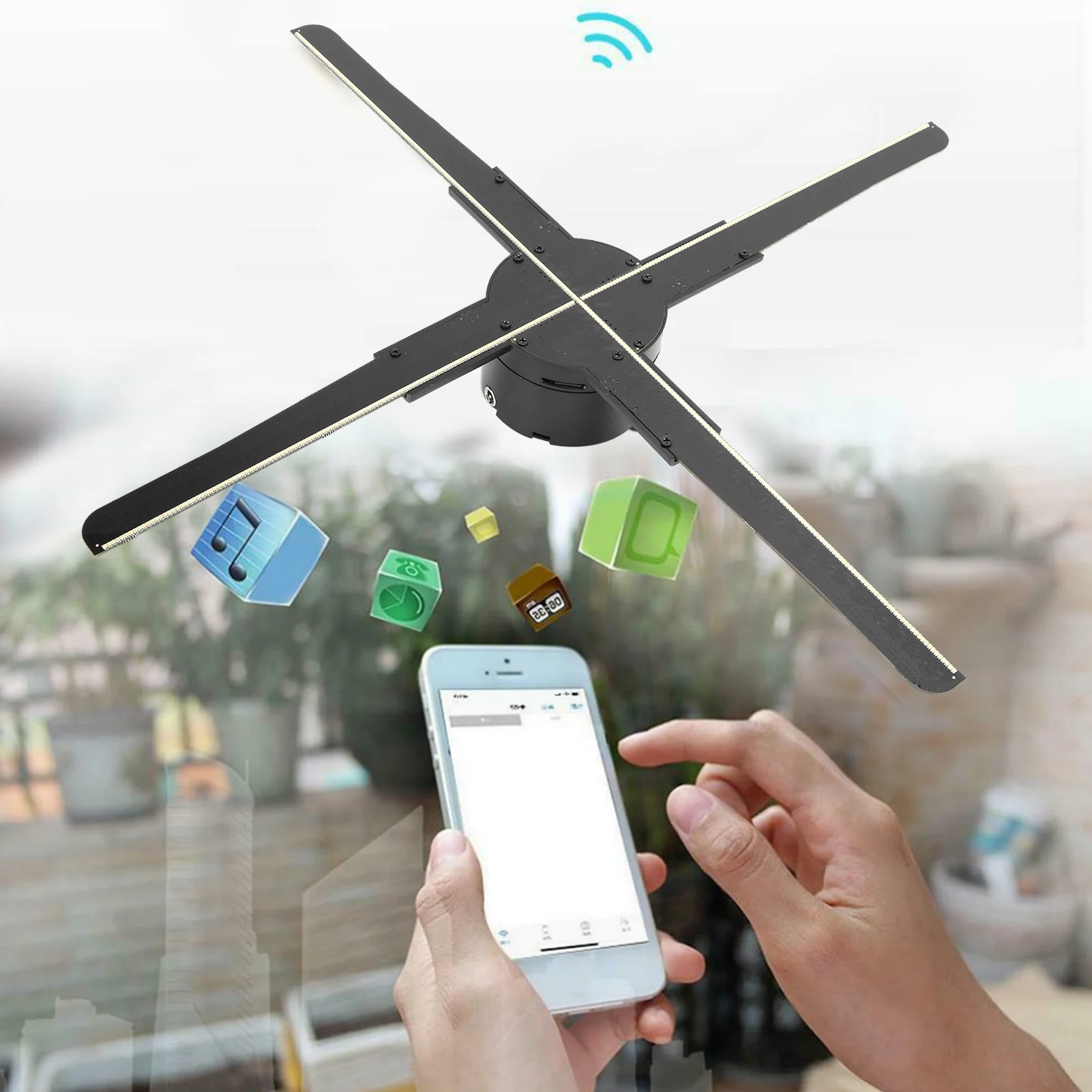 ثلاثية الأبعاد LED واي فاي جهاز عرض ثلاثي الأبعاد 45 سنتيمتر ثلاثية الأبعاد LED واي فاي جهاز عرض ثلاثي الأبعاد عرض مروحة الهولوغرام الإعلان الإسقاط لاعب