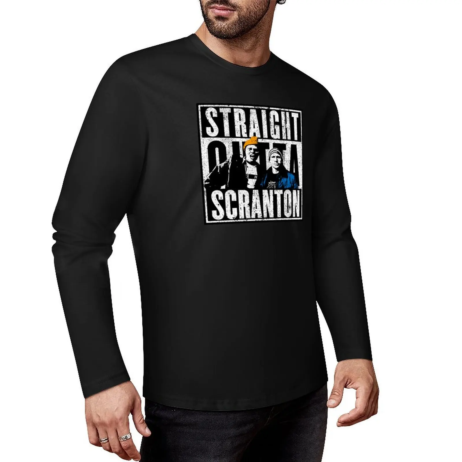 

Straight Outta Scranton (вариант) - длинная футболка Lazy Scranton, черная футболка, футболка для мальчика, футболки для мужчин, хлопок