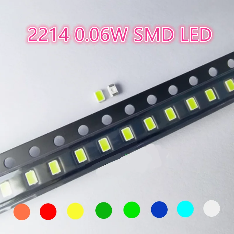 Highlight 2214 SMD LED, Reverse-red, Reverse-yellow, True-green, Blue, White, Car Dashboard Light, 0805 Lamp Beads