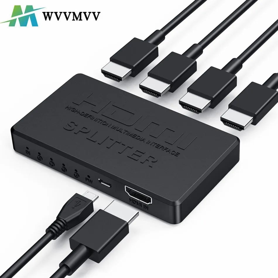 4K 2K HDMI Splitter 1 in 4 out 4x1 HDMI Switch HDMI-compatible Adapter HD 1080P Video Switcher For Xbox PS4 DVD HDTV PC Laptop