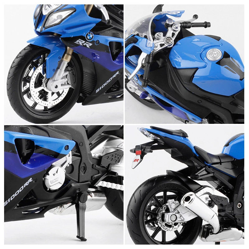 1/12 BMW-S1000RR Racing Motorcycles Simulation Alloy Motorcycle Car Model With Helmet Sound and Light Collection Toys Gift