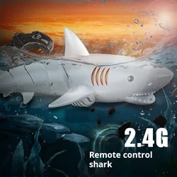 Remote Control Shark 2.4G Electric Shark 360 ° Rotating Diving Waterproof Simulation Great White Shark Model Toy Children's Gift