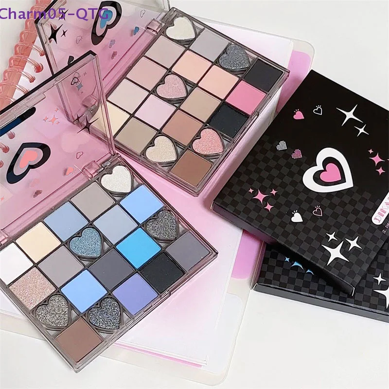 DIKALU Sweetheart Lidschatten-Palette Cool Toned Matte Light Pearl Shiny Black Pink Smokey Blue Punk Metallic Eye Shadows Makeup