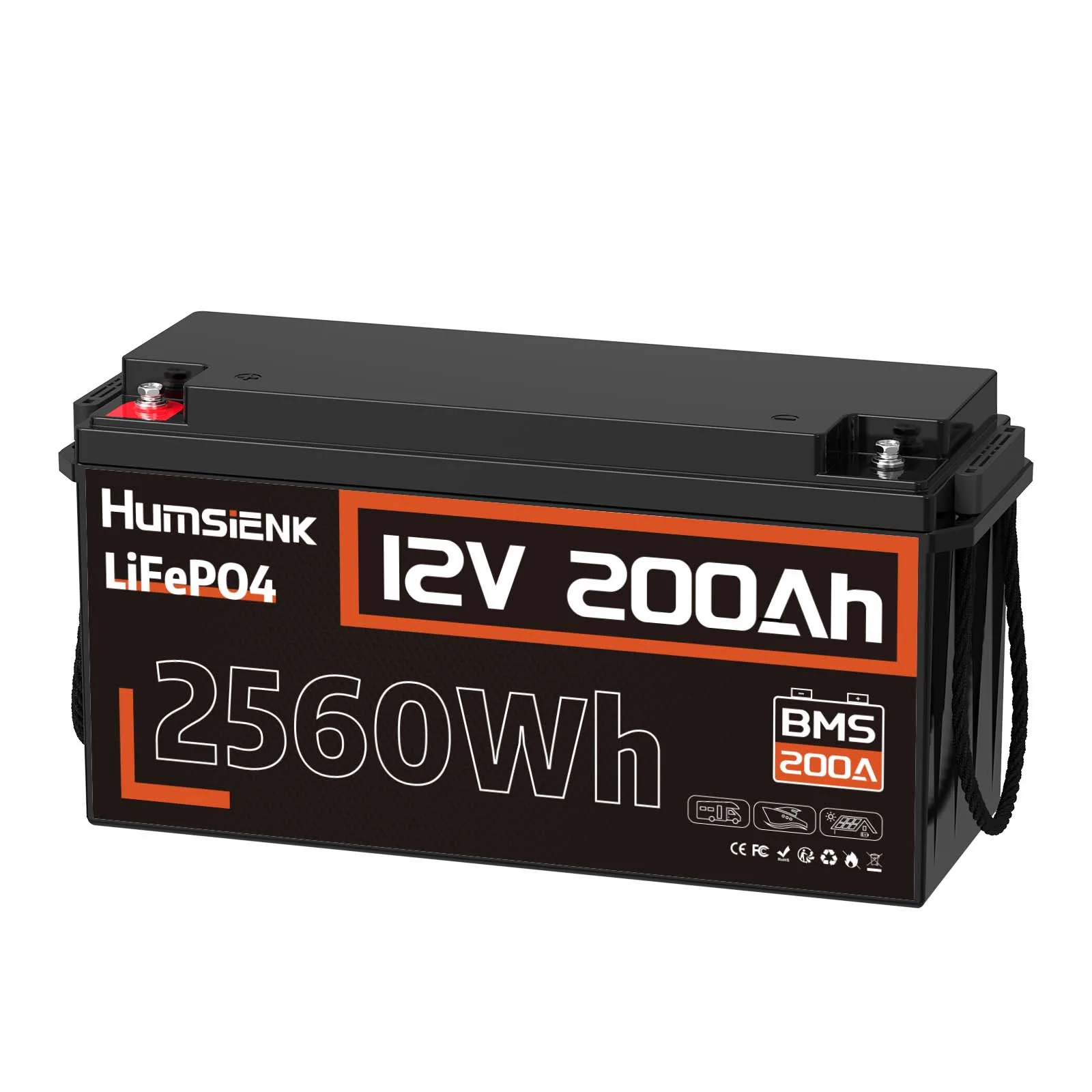 Humsienk 12V 200Ah Lithium Iron Phosphate Battery Packs 200A BMS For Home Storage / Outdoor Power Supply LiFePO4 Battery