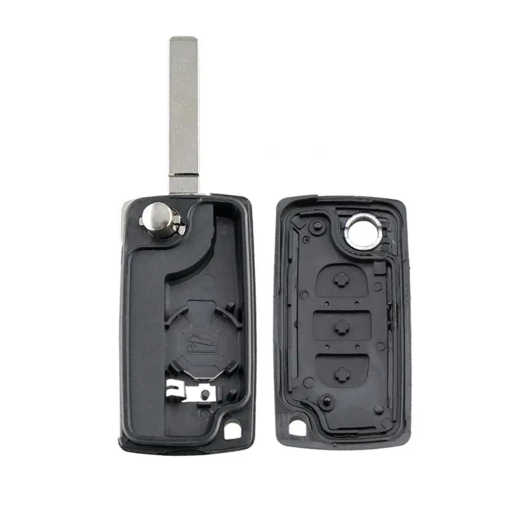 Flip Folding Car Key Shell com lâmina sem cortes, caso remoto chave do carro, substituição de entrada, Fit para Citroen C2, C3, C4, C5, C6, 3 botões