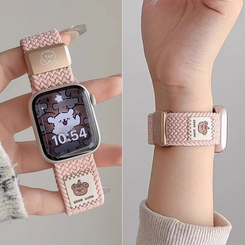 yZ[zBraided Nylon Strap Band Magnetic Buckle Bracelet For Apple Watch 46mm 40mm 45mm 41mm 44mm 49mm iWatch Series 4 5 6 8 9 10 Ultra