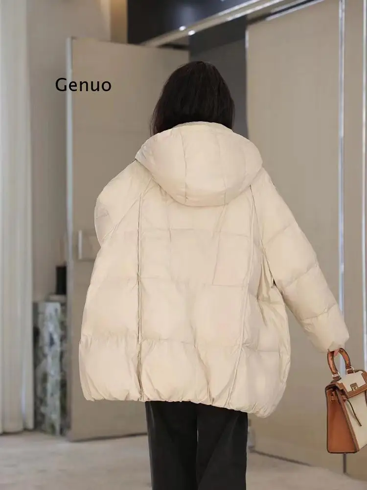 Women 90% White Duck Down Jacket Hooded Autumn Winter Warm Oversize Puffer Coat Casual Loose Thick Parkas Female Outwear