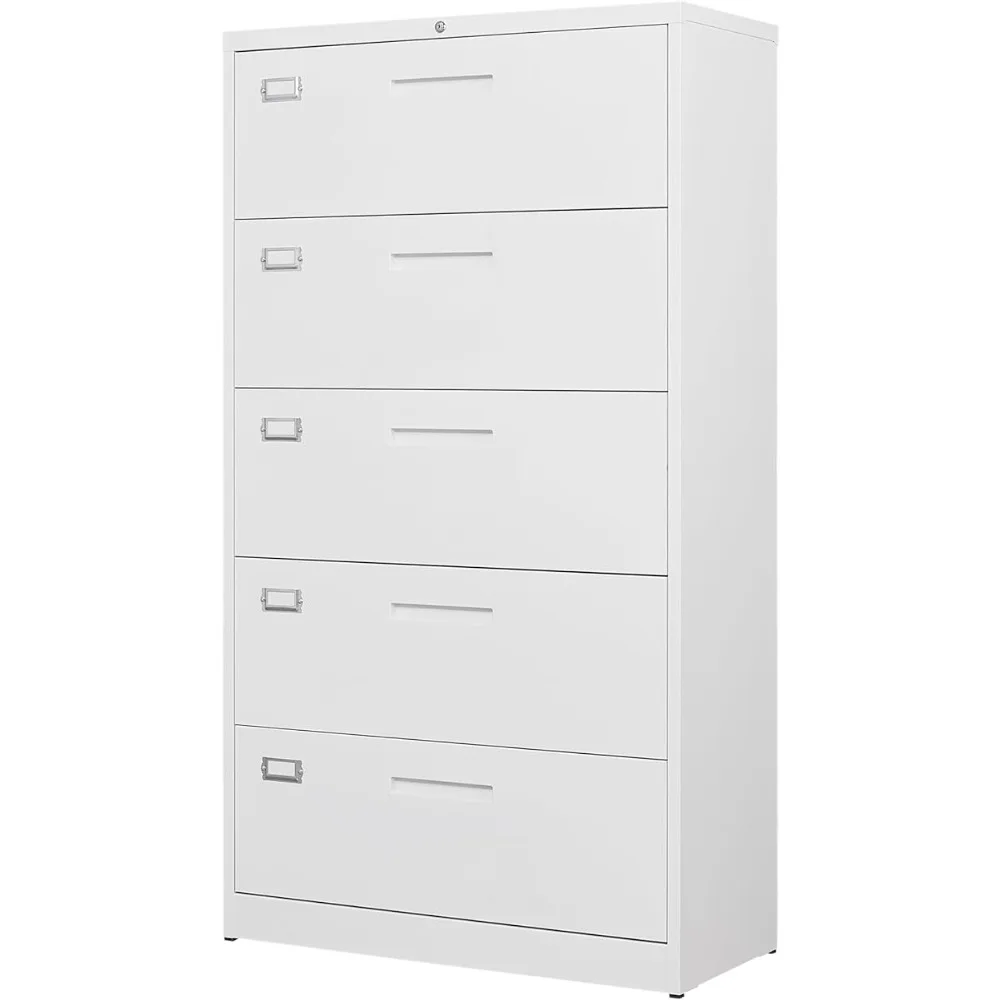 5 Drawer File Cabinet with Lock,Metal Lateral Filing Cabinets for Home Office Hanging Files Letter