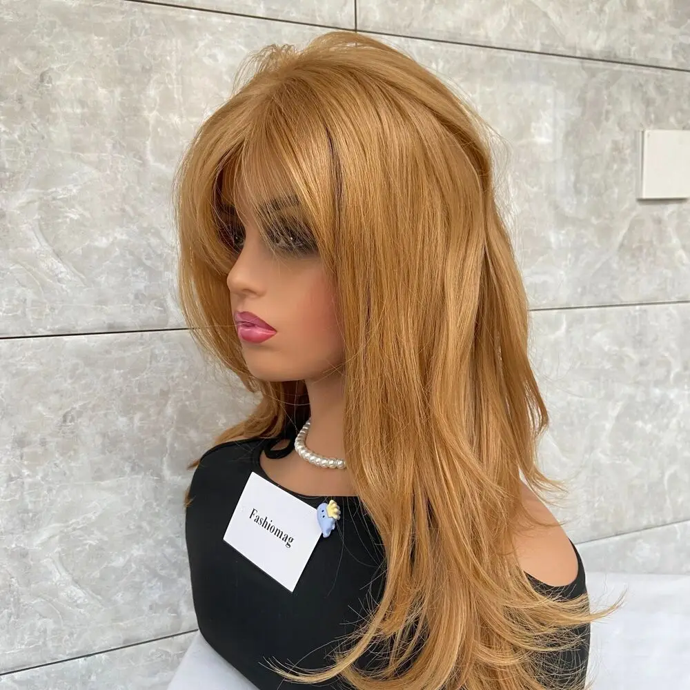 Long Fluffy Wavy Honey Blonde Synthetic Women Soft Natural Wig