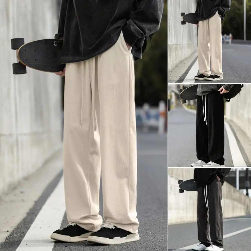 Männer reguläre Passform Jogging hose gemütliche stilvolle Herren Winter Jogging hose weites Bein elastische Taille tiefe Taschen für Komfort Männer weites Bein