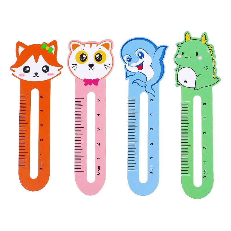 50pcs Cute Cartoon Ruler Bookmark Creative Animal Paper Bookmark Kawaii Student Kid Stationery School Supplies