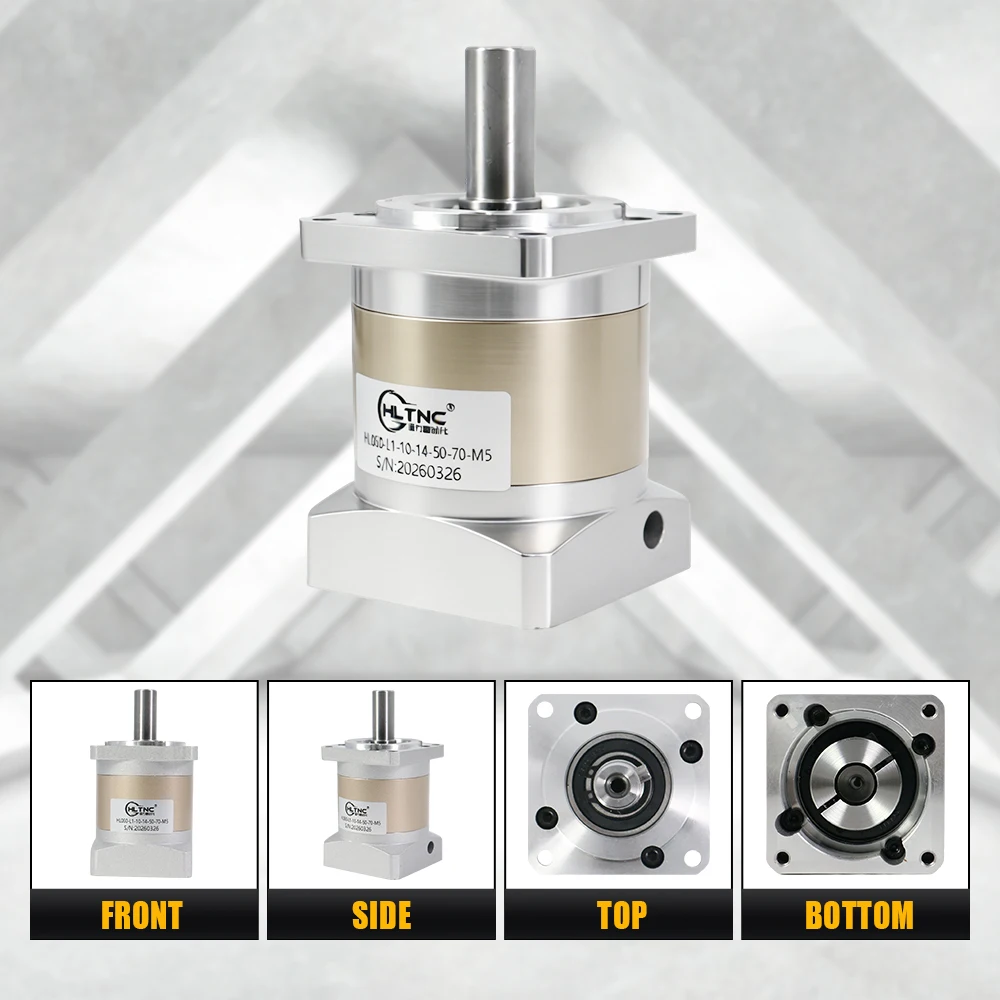 HLF060 Planetary Reducer 7arcmin Planetary Gearbox Ratio 3/4/5/7/10/15/20/25/30/40/50/70  For Nema 24 Servo Motor 14mm Shaft