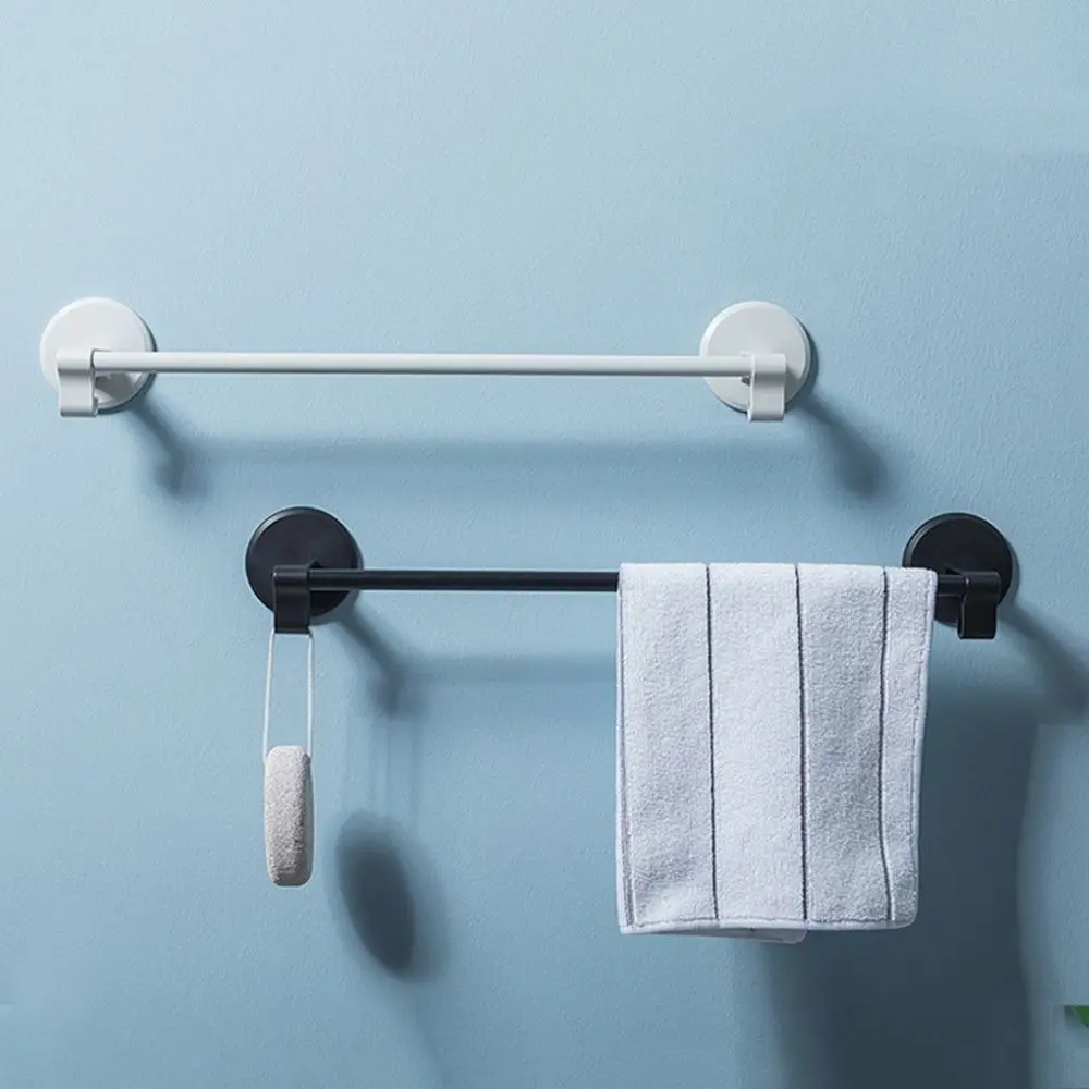 Plastic Wall-Mounted Towel Rack Strong Load-Bearing Punch-Free Bath Towel Holders with Hooks Rust-Proof Single Rod Towel Rack