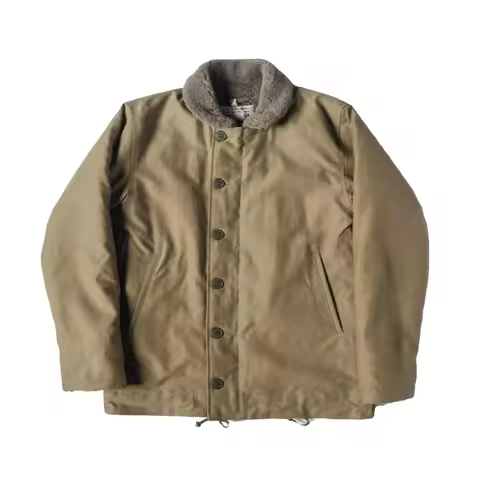 Bronson Heavy-Duty N-1 Deck Jacket Plain Version Jungle Cloth Wool Lined Coat