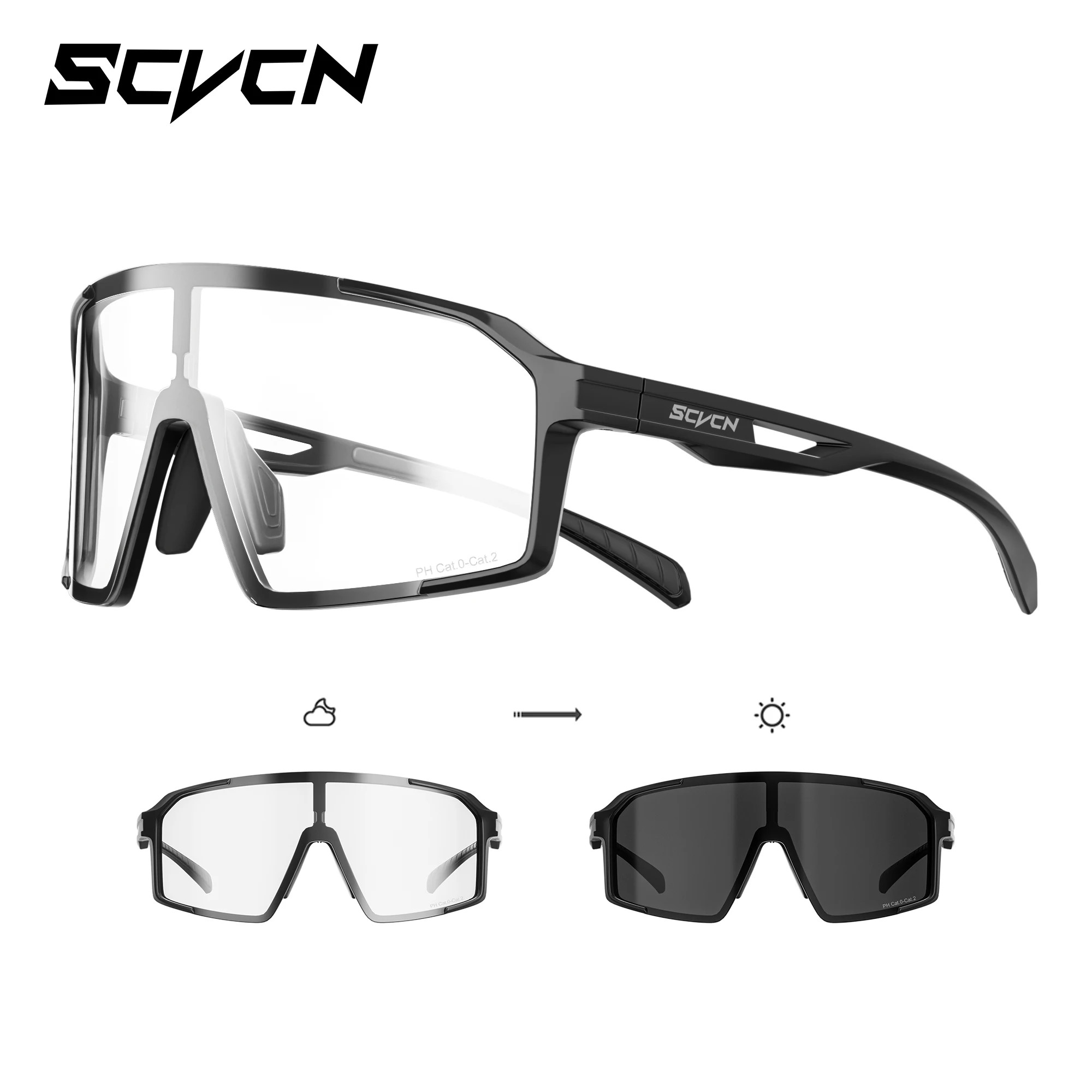 SCVCN Damen Mode Reise Photochrome Brille Radsport-Sonnenbrille Herren UV400 Eyewear Sport MTB Outdoor-Brille Fahrrad UV400