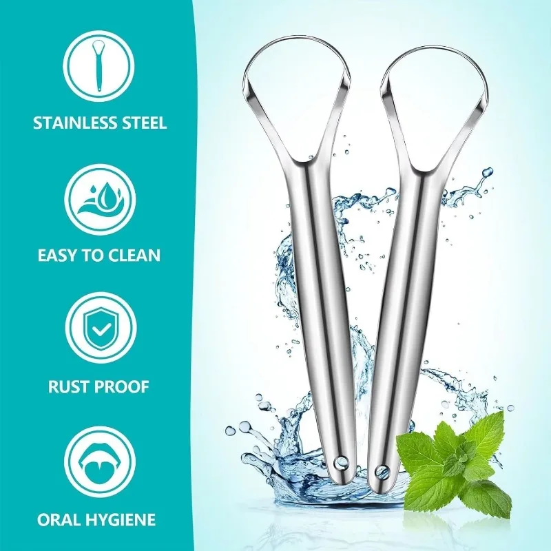 

Portable Tongue Cleaner Stainless Steel,Easy to Clean Washable Reusable, Effective Bad Breath Remover,Ideal for Travel,Home Use