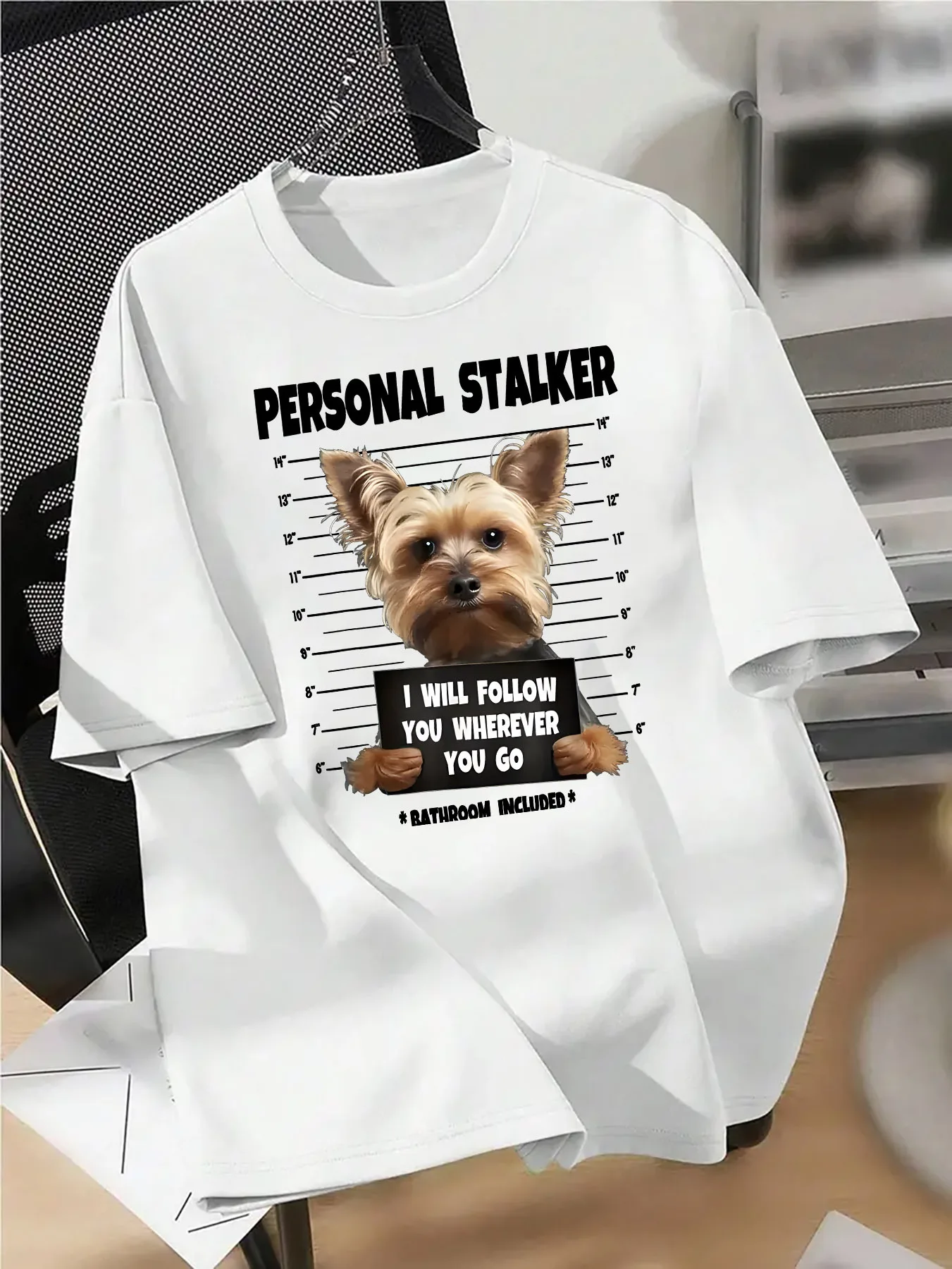 Dog Private Stalker Print American Streetwear Brand Designer Graffiti Letter Print Short Sleeve T-Shirt, Unisex High Street Couple's Top