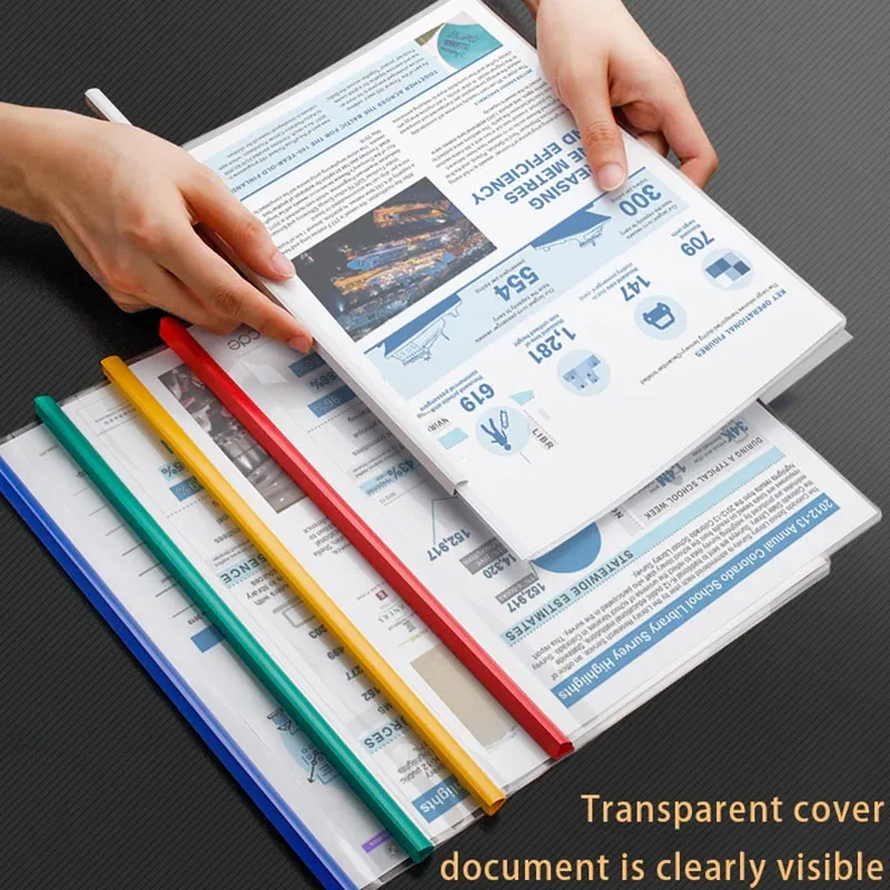 

10pcs/set A4 Transparent Folder Test Paper And Document Rod Clamp File Folder Business Office Supplies