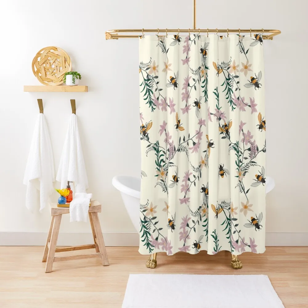 

Bee wild flower embroidery Shower Curtain Bathroom Curtains Set For Bathroom Bathroom Curtain