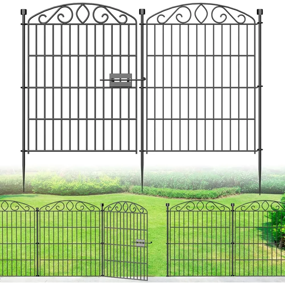 

Garden ence 12 Panel with Gate - 30in H x 23.6t L, No Dig Rustproo Metal Tall Animal Barrier or Dogs Rabbits, Decorative Outdoor