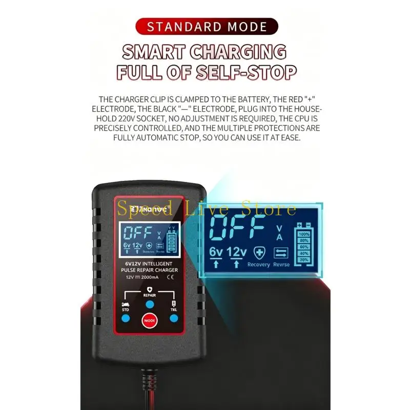 547C Efficient 6V 12V Chargers With Real Time Monitoring For Truck Auto And Motorcycle Batteries Lightweight And Easy To Store