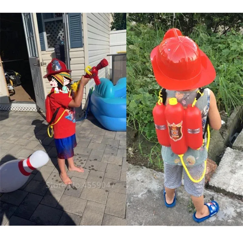 CyFireman Kids Uniform Car Tent Sam Cosplay Children Luxury Firefighter Water Gun 6Pcs Toys Set Boy Girl Halloween Costume Gift