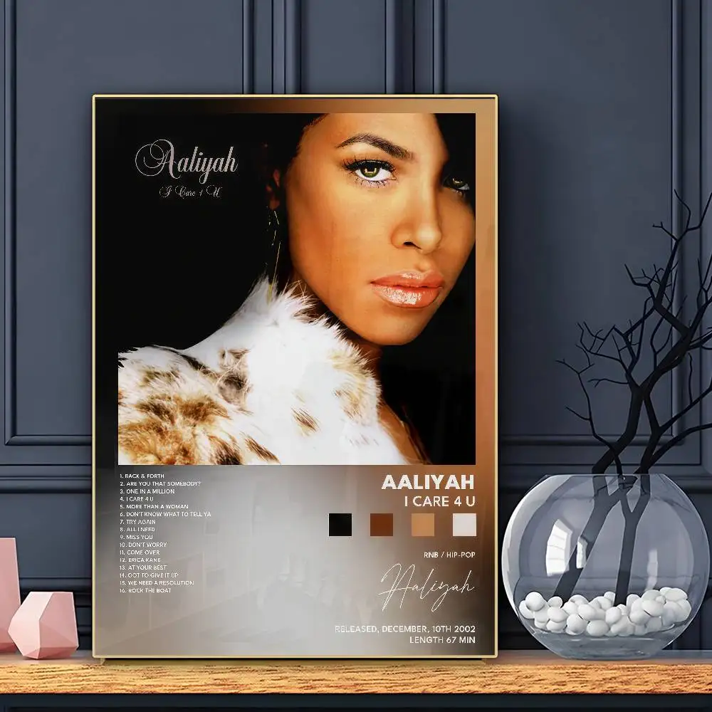 Singer Aaliyah Poster Sticky Wall Art Printing Waterproof Home Living Bed Room Bar Aesthetic Decor