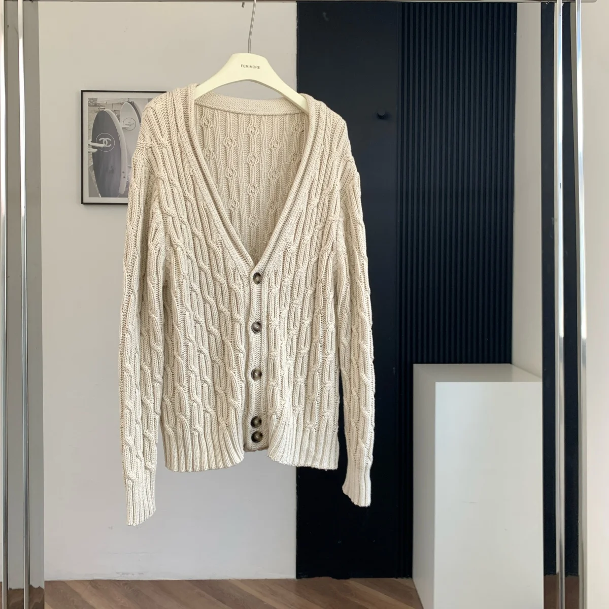 

Женский осенне-зимний элегантный свободный кардиган с v-образным вырезом и длинными рукавами, женский однобортный кардиган с витым узором, верхняя одежда